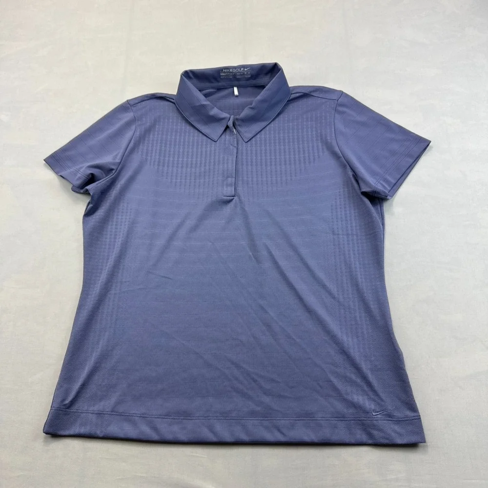 Nike Golf Polo Shirt Women Medium Navy Short Sleeve Collared FIT Dry Performance
